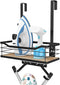 Ironing Board Holder Wall Mount, Laundry Room Organization with Large Storage Basket and Removable Hooks