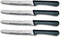 Cuisinox Set of 4 Steak Knives with Black Polypropylene Handle and Rounded Tip
