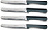 Cuisinox Set of 4 Steak Knives with Black Polypropylene Handle and Rounded Tip