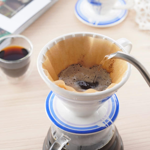 BLUE BREW Ceramic Pour Over Coffee Dripper, Size 01 Cone Coffee Maker (1-2 Cups), Portable Manual Brew Maker,