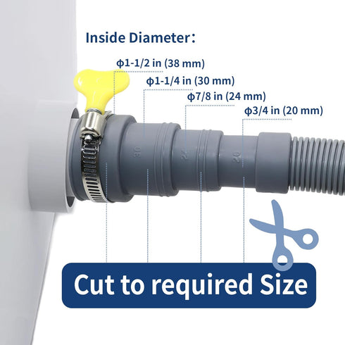 13 FT Washing Machine Drain Hose Extension Kit, Universal Corrugated Hose with Adapter and Clamps