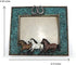 Comfy Hour Western Retro Collection - 6"x5" Photograph Frame with Running Horses and Horseshoes, Blue
