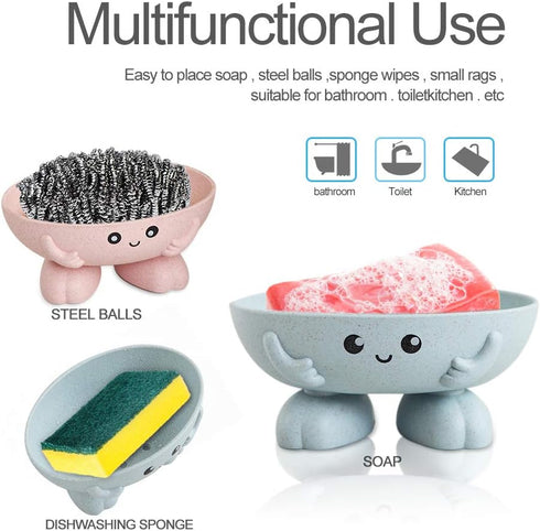 Soap Holder, Cute Soap Dish for Kids, Creative Bar Soap Tray for Shower and Kitchen Countertop - Pink