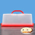 Portable Bread Box with Handle, 13inch Translucent Dome for Loaf Cake, Pastries, Bagels, Bread Rolls (Red)