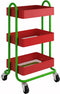 Metal Rolling Cart,3-Tier Metal Rolling Cart with Wheels,3 Tier Utility Cart with