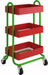 Metal Rolling Cart,3-Tier Metal Rolling Cart with Wheels,3 Tier Utility Cart with