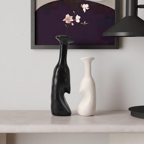 KAVRIL Set 2 Heart Shaped Small Ceramic Vases of Home Decor Boho Vase Modern Matte Flower Vase Minimalist Decorative