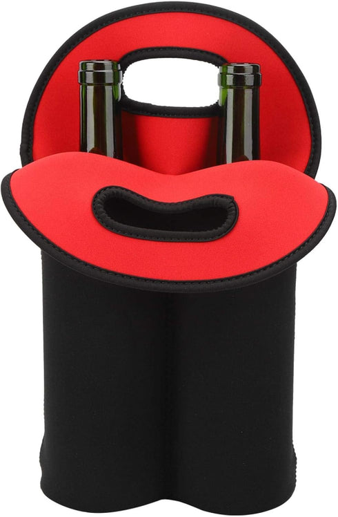 750ml 2 Bottles Hand-Held Neoprene Wine Bottle Tote - Insulated Bag for Travel with Secure Carry Handle