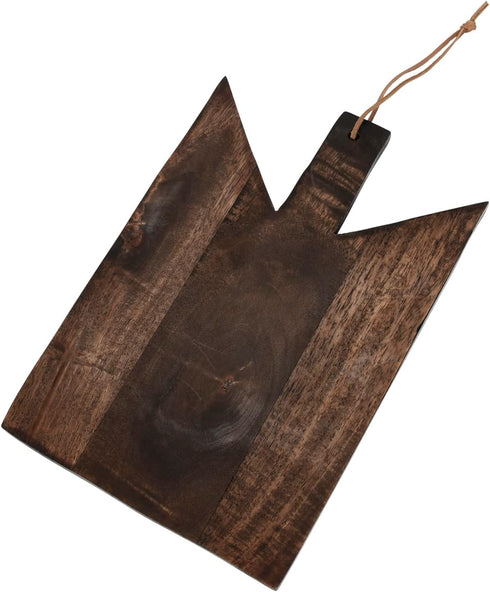 Main + Mesa Geometric Wood Cutting Board - Stylish with Leather Tie, Perfect for Kitchen Use