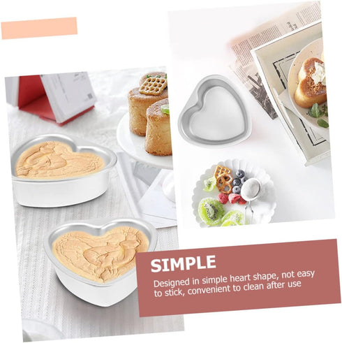 2pcs Heart Shaped Cake Mold Set - Aluminum Alloy Baking Molds for Mousse, Casserole, and Sandwich Loaf Cakes