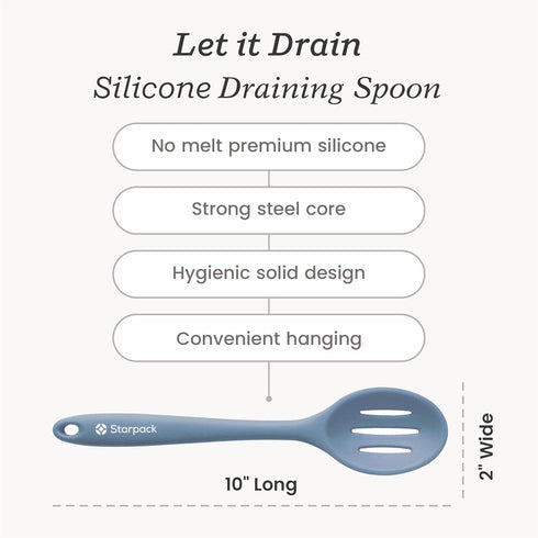 Starpack 'Let it Drain' XL Silicone Slotted Spoon, Large Heat Resistant Cooking Spoon