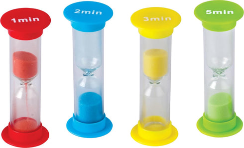 Teacher Created Resources Mini Sand Timers Combo 4-Pack - Red, Blue, Yellow, Green