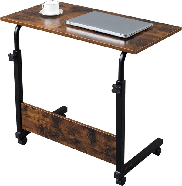 HomVent Adjustable TV Tray Table Rolling Sofa Side Snack Table with Wheels Portable