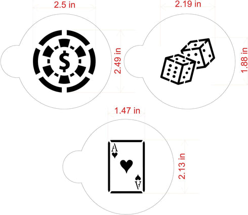 Designer Stencils Casino Night Cookie Stencil Set, (Dice, Cards, Poker Chip), Beige/Semi-Transparent