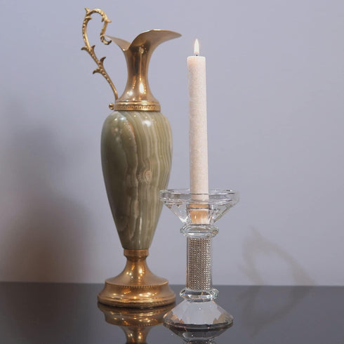 Tall Natural Marble Taper Dinner Candles - Clean Burning, Smokeless (16 Count)
