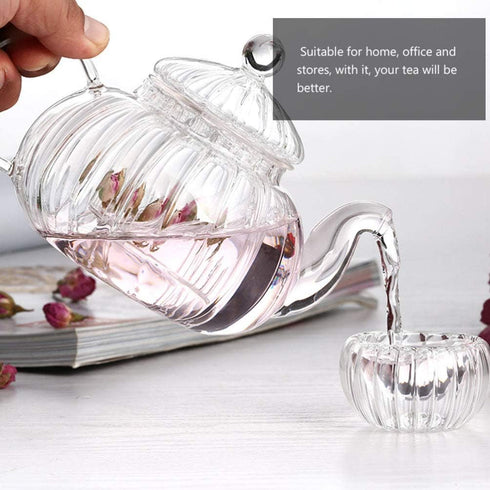 Glass Teapot with Infuser, Loose Leaf and Blooming Tea Maker, Stovetop Safe Kettle