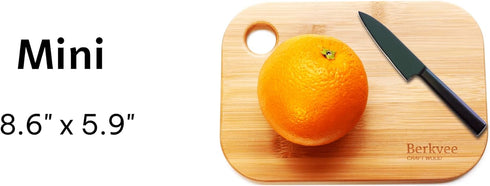 Small Bamboo Wood Cutting Board Set, 2 Pieces, Mini Lightweight Wooden Cutting Board, BPA Free