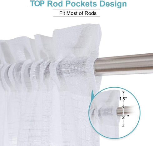 Cozynight White Sheer Tier Curtains, 36 Inch Length Linen Curtain Sheers for Kitchen, Bathroom, Cafe - 2 Panels
