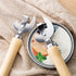 Stainless Steel Multifunctional Kitchen Utensil, Manual Can Opener with Wood Handle, Side Cut Remov-e