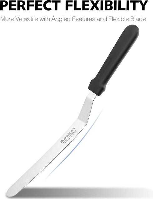 Anaeat Icing Spatulas, Set of 3 Professional Cake Angled Offset Spatula with 6", 8", 10" Stainless Steel Blades