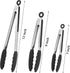 Kitchen Tongs for Cooking Locking Silicone Tongs,Buffet Tongs,Stainless Steel Serving Tongs,7,9 and 12 In Locking Food Tong with Silicon Tips Silicone Spatula Non-stick,Heat Resistant 4 Pack (Black) by neheewin