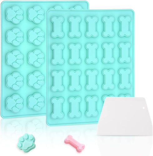Bongpuda 2 Pcs Silicone Dog Treat Molds for Baking and Frozen, Paw and