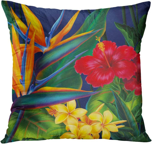 Britimes Floral Throw Pillow Covers Set of 4, 18 x 18 Inches, Hawaiian Tropical Flowers for Living Room Decor
