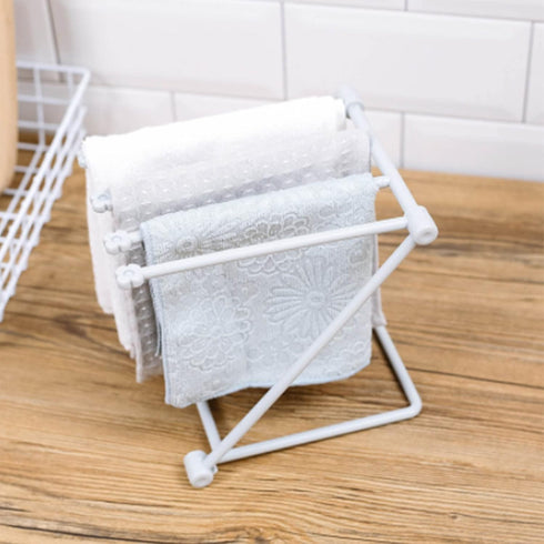 Countertop Dishcloth Drying Rack, 4 Arms Lightweight Space Saving Compact Holder for Kitchen, Light Grey