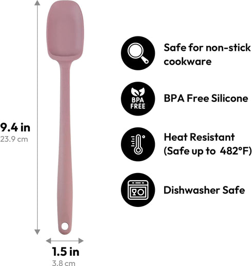 Carrotez Silicone Spoon Spatula, 9.4 Inch Heat Resistant Cooking Spoon, Non Stick Spatula for Stir Fry