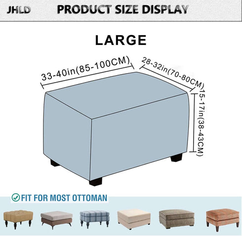JHLD Waterproof Ottoman Cover Rectangle, Stretch Velvet Soft Ottoman Slipcovers Fit Folding Storage Stool with Elastic