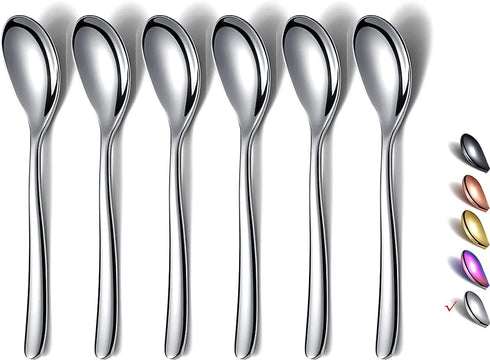 Demitasse Espresso Spoons, 5.5'' Mini Coffee Spoons, Set of 6 Stainless Steel Tea Spoons for Dessert
