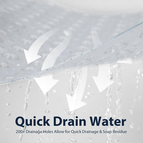 21.5x33.5 Inch Large Shower Mat Clear, Soft Non Slip Shower Mats for Inside Shower with Big Suction Cups Drain Holes