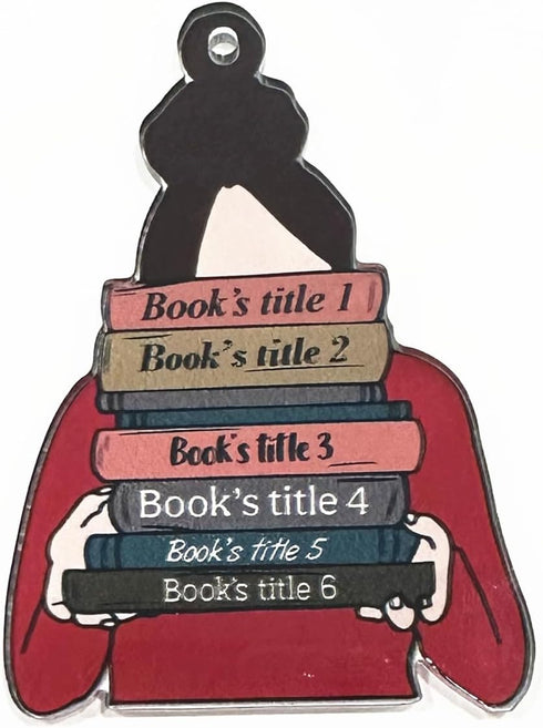 DD-life 10 6) Pcs Book Lovers Heart Librarian,Books Stacked,Christmas Ornaments,Bookshelf Decor,Library
