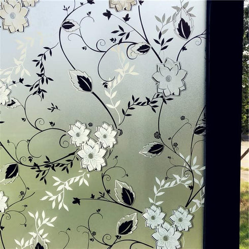 Window Privacy Film for Glass, Floral Removable Static Film, 17.5x78.7 Inch