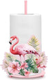 Shimeyao Pink Flamingo Metal Paper Towel Holder Farmhouse Tropical Flamingo Flower Kitchen