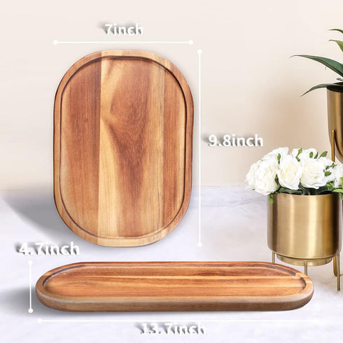 Wooden Vanity Bathroom Trays, Farmhouse Wood Perfume Tray Home Rustic Decor Plate, Kitchen Counter Top Storage, Rectangular Sink Organizer Tray for Soap Bottle Accessories by GinSent