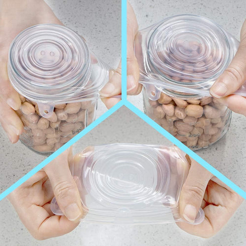 Webake Silicone Stretch Lids 10 Pack for Regular and Wide Mouth Mason Jar, Reusable Food Storage Covers