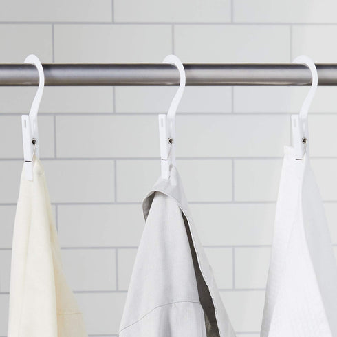 Fox Run Set of 10 Laundry Hooks, White Clothing Pin Hooks