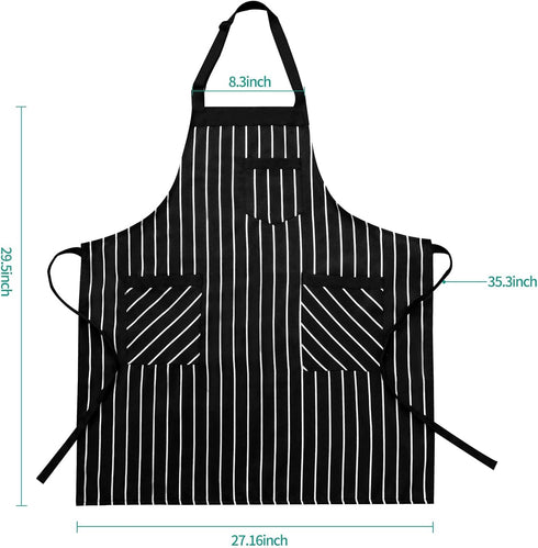 NLUS 2 Pack Kitchen Cooking Aprons, Adjustable Bib Soft Chef Apron with 3 Pockets for Men and Women (Umber/Black)
