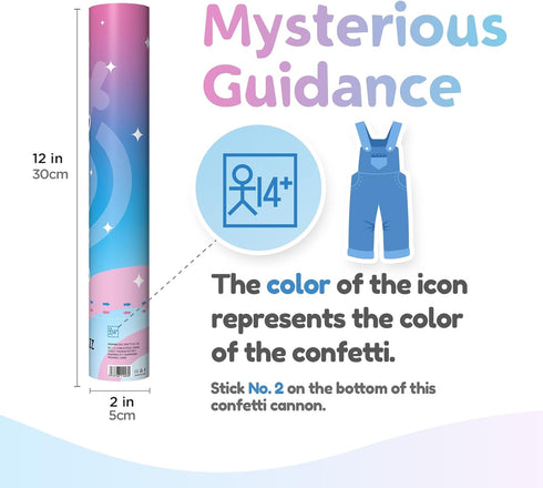 12Inches 4Pcs 4 Pack Gender Reveal Confetti Cannon - Biodegradable Powder & Heart Shaped Confetti Poppers - Blue