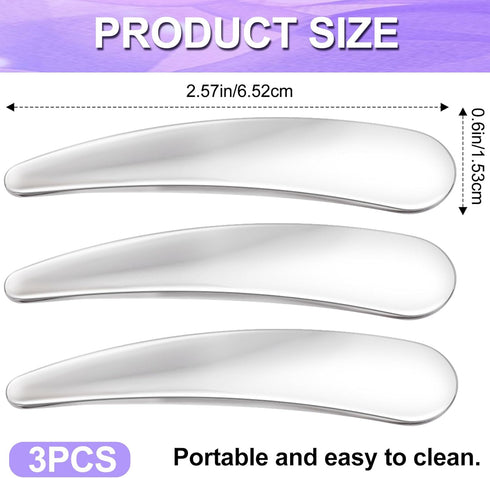 Pndeyo 3pcs Mini Stainless Steel Makeup Spatula, Reusable Cosmetic Cream Spatulas Spoon, Skincare Scoop Applicator