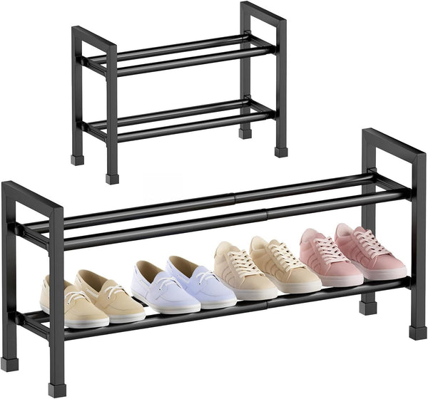 Abiglifty 2-Tier Expandable Shoe Rack,17"-33" Adjustable Shoe Rack for Closet,Metal Shoes Shelves