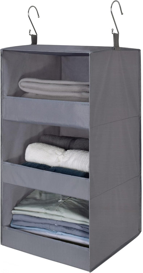 GRANNY SAYS 3-Shelf Hanging Closet Organizer, Collapsible Shelves for Closet & RV, Gray, 29 ½" H X 12" W X 12" D, 1-Pack