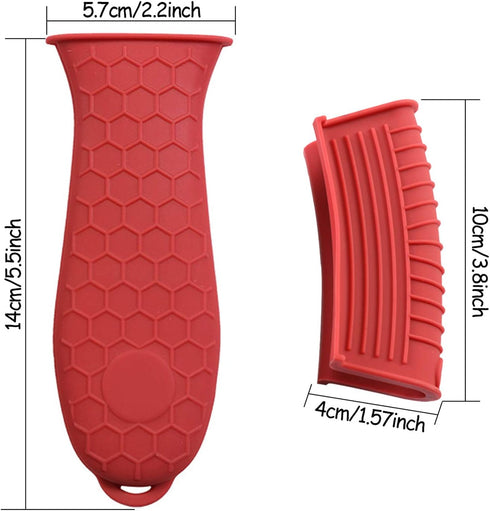 4 pcs Trumoter Silicone Potholders, Assist Pan Holder for Cast Iron Skillets - Red