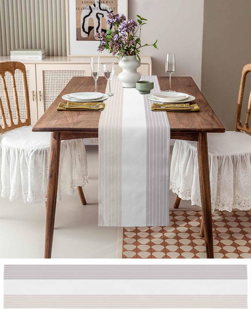 Geometric Table Runner 18x72inch, Ethnic Stripes Modern Art Linen Burlap Non-Slip Heat Resistant Cloth for Home Decor