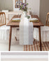 Geometric Table Runner 18x72inch, Ethnic Stripes Modern Art Linen Burlap Non-Slip Heat Resistant Cloth for Home Decor