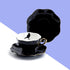 Grace Teaware Raven Black Fine Porcelain Tea Cup and Saucer with Hand Painted Gold Trim Crow,Black White and Gold