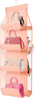 AARAINBOW 1 Pack Hanging Handbag Purse Organizer - 8 Pockets Space Saving Wardrobe Organizer, Light Pink