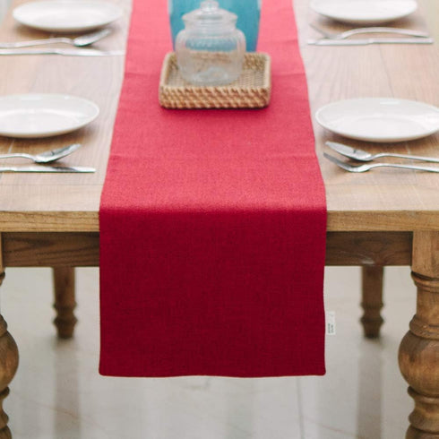 NATUS WEAVER Soft Caddice Faux Linen 2 Side Table Runner, eco-Friendly Fabric Handcrafted Runner,