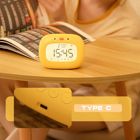 Kids Alarm Clock for Boys and Girls Bedroom, LED Cute Clock with Digital Display, Children's Sleep Trainer, Ok to Wake